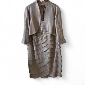 Adrianna Papell formal champagne mermaid sleeveless midi dress with blazer